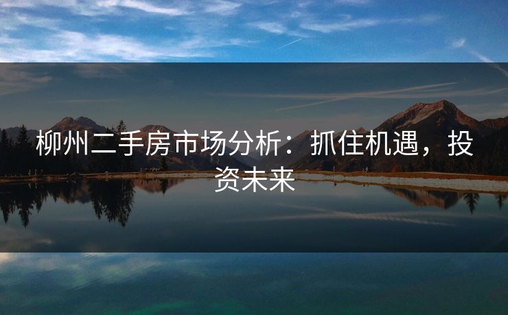 柳州二手房市场分析:抓住机遇,投资未来 柳州二手房市场分析:抓住机遇,投资未来